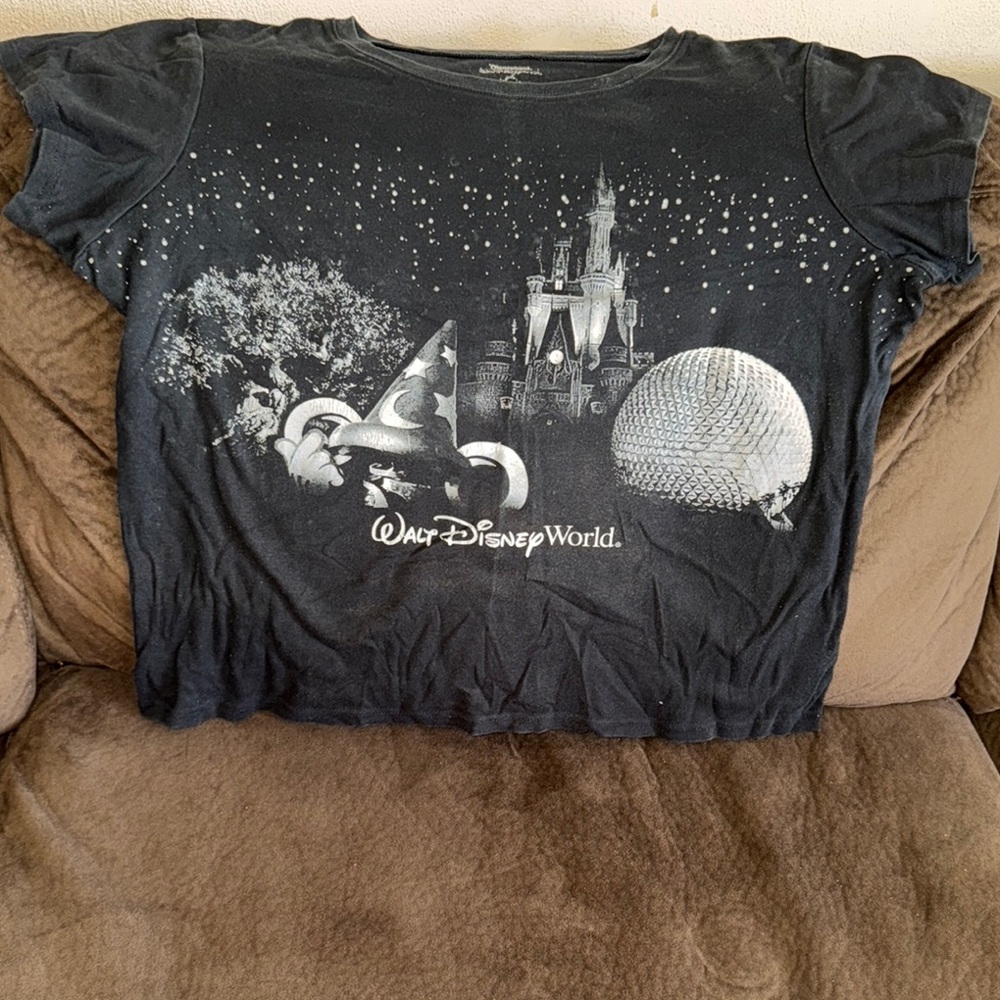 Disney World Adult Crop Black T-Shirt